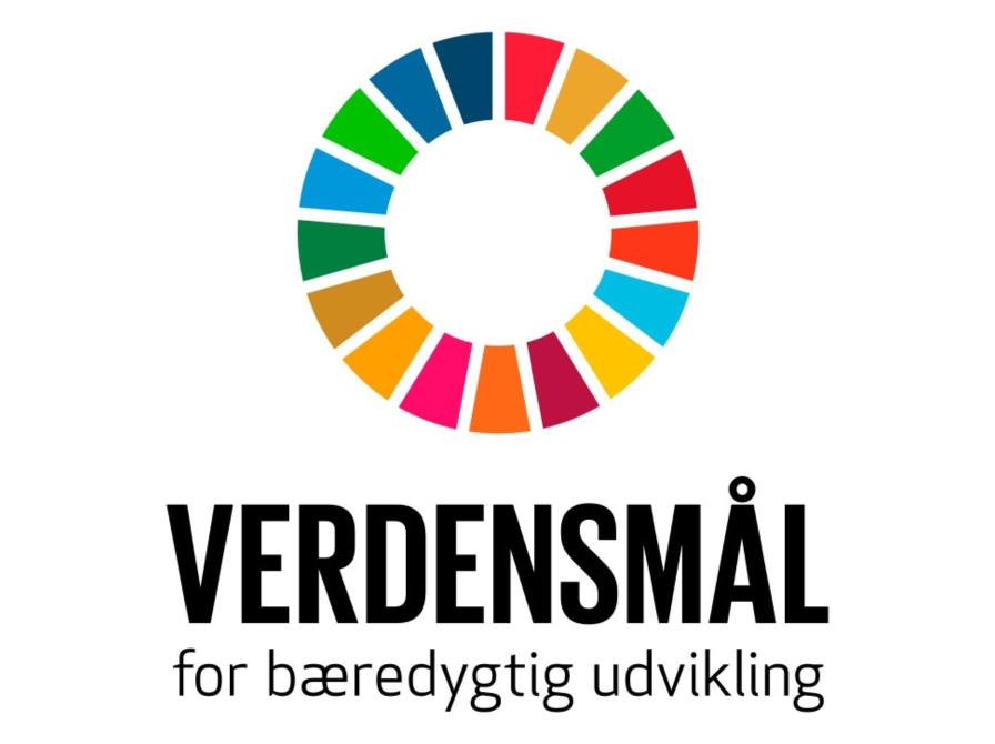 FN’s Verdensmål: farvet ring og teksten ‘Verdensmål for bæredygtig udvikling’.